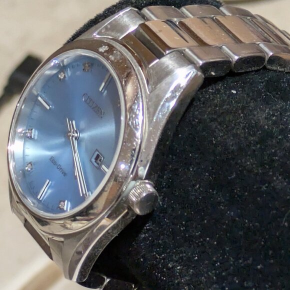 Citizen Eco-Drive Blue Diamond Dial Watch Sapphire Crystal - Picture 5 of 6